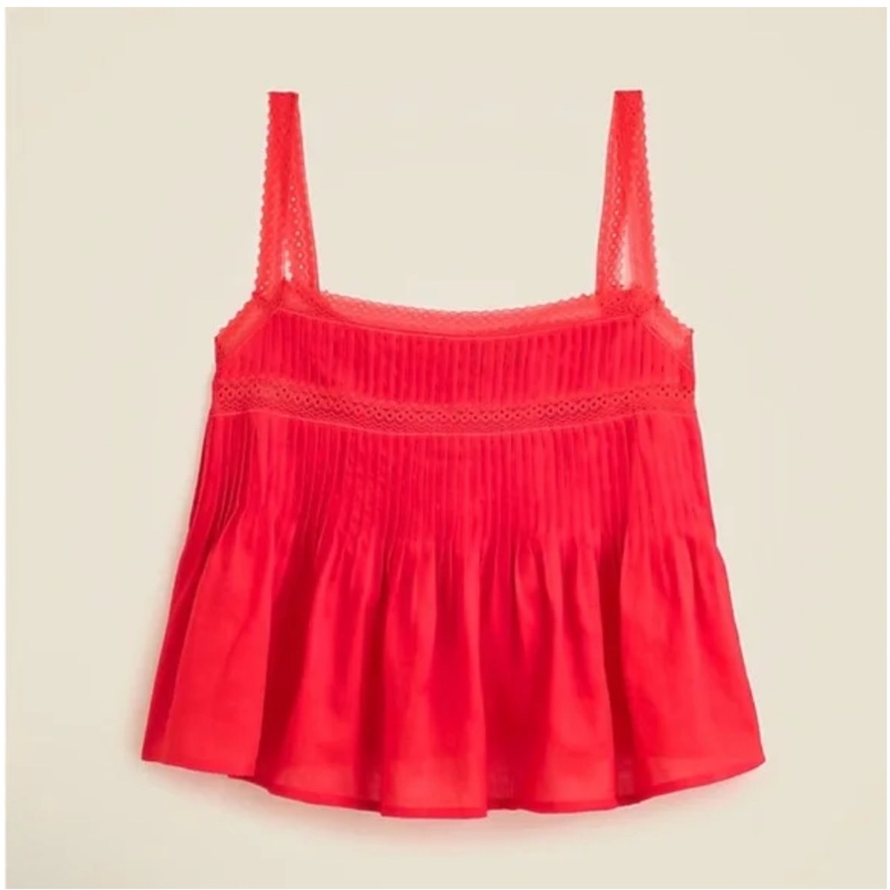J. Crew lace trim pin tuck tank